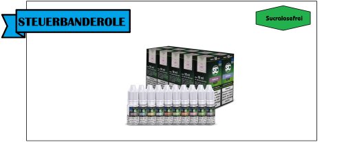 SC Liquid Probierbox10x10ml Tabak Frucht Gourmet E-Liquid E-Zigarette mit Steuer Frucht 0mg (nikotinfrei)