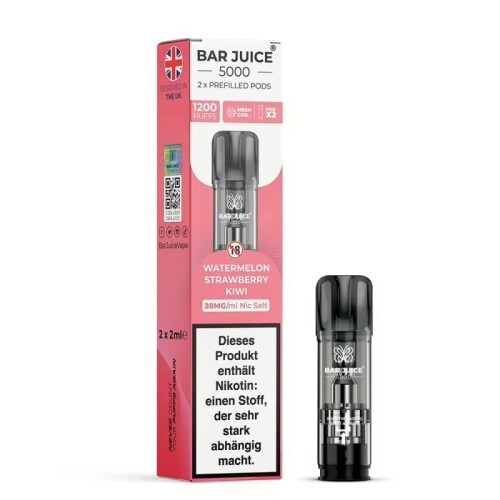 Bar Juice 5000 Pods (2 St&uuml;ck pro Packung) Watermelon Strawberry Kiwi