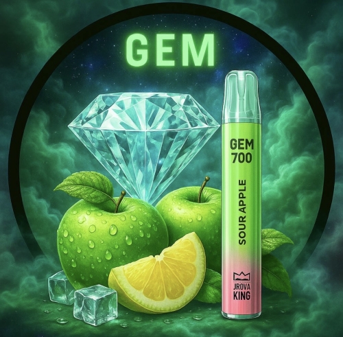 GEM 700 Vapes Powerd by Aroma King E-Shisha - Sour Apple